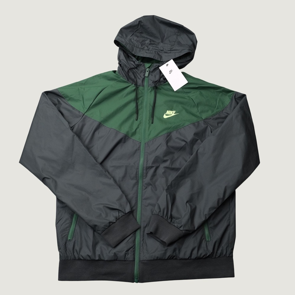 Nike Windrunner Windbreaker Jacket Medium Green Black 727324-019 Hooded NEW